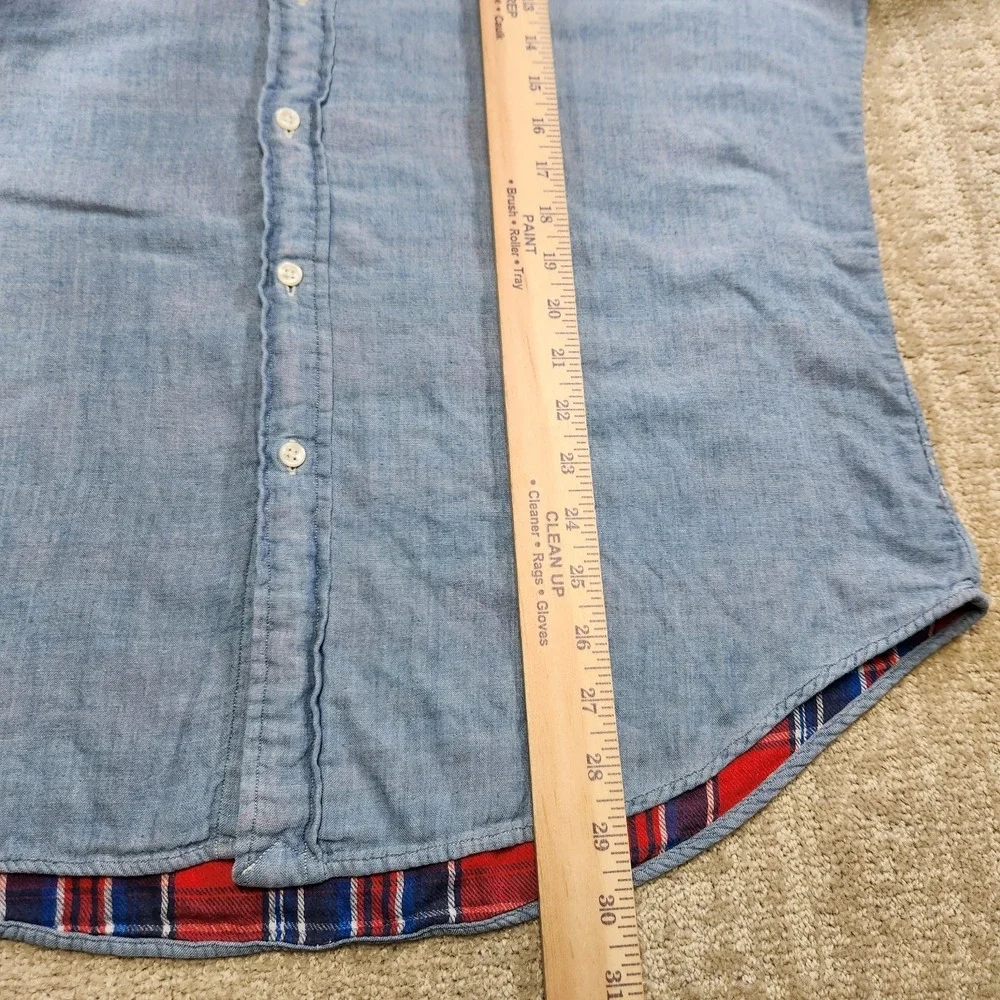 Polo Ralph Lauren Denim Shirt Men XL Slim Fit Double Face Flannel Lined Blue